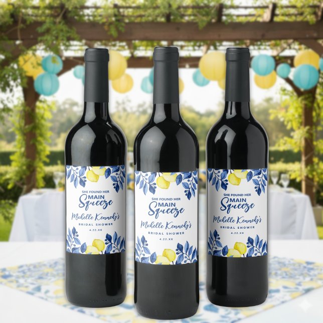 She Found Her Main Squeeze Bridal Shower  Wine Label (Creator Uploaded)