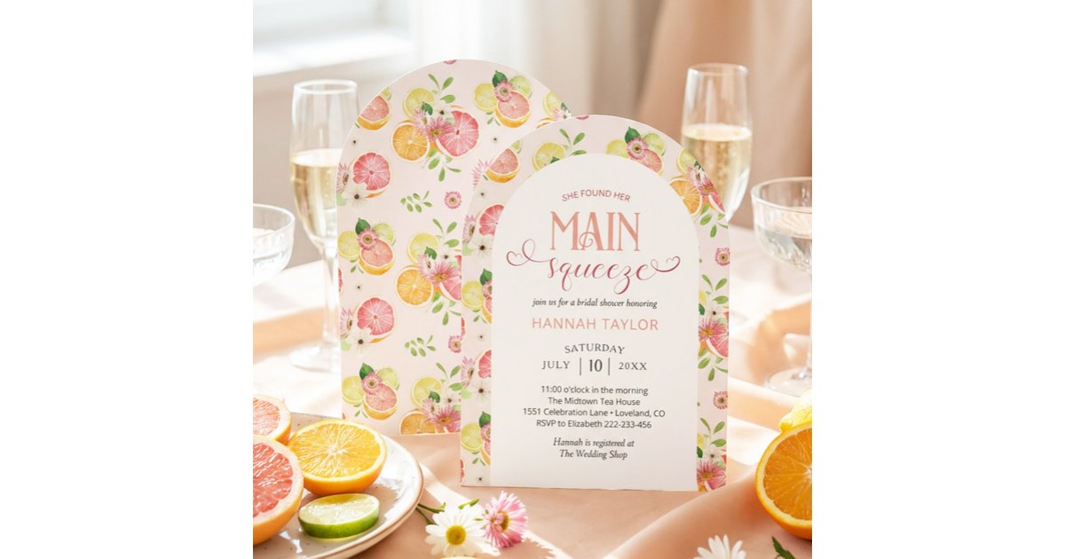 She Found Her Main Squeeze Citrus Bridal Shower Invitation | Zazzle