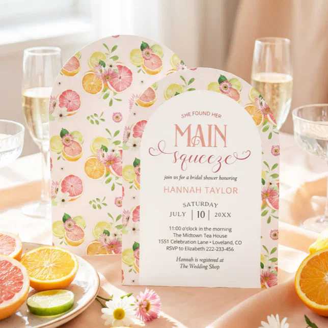 She Found Her Main Squeeze Citrus Bridal Shower Invitation | Zazzle