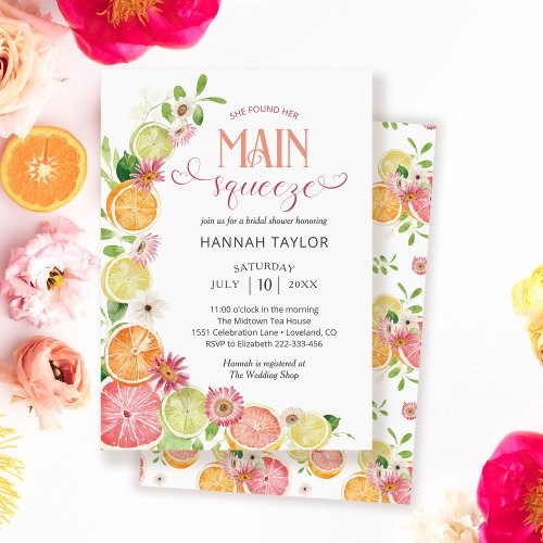 She Found Her Main Squeeze Citrus Bridal Shower Invitation