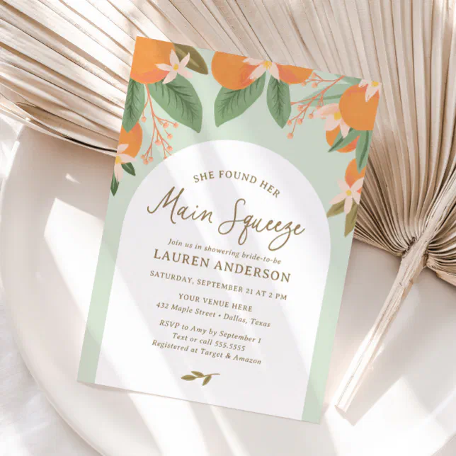 She Found Her Main Squeeze Citrus Bridal Shower Invitation | Zazzle
