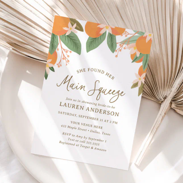 She Found Her Main Squeeze Citrus Bridal Shower Invitation | Zazzle