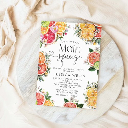 She Found Her Main Squeeze Citrus Bridal Shower  Invitation