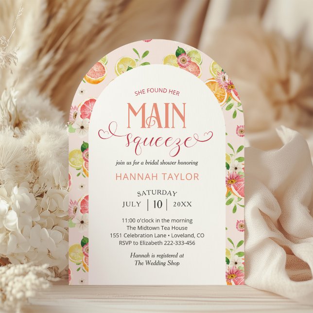 She Found Her Main Squeeze Citrus Bridal Shower Invitation (Creator Uploaded)
