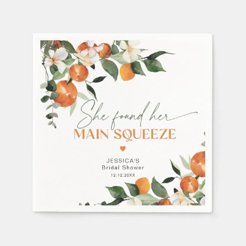She found her main squeeze citrus bridal shower napkins