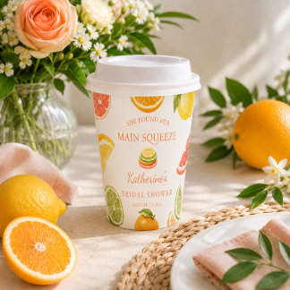 She Found Her Main Squeeze Citrus Bridal Shower Paper Cups