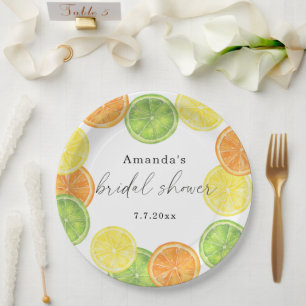 She Found Her Main Squeeze Citrus Bridal Shower Paper Plates