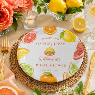 She Found Her Main Squeeze Citrus Bridal Shower Paper Plates