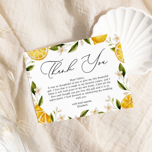 She Found Her Main Squeeze Citrus Bridal Shower Thank You Card