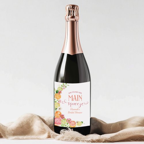 She Found Her Main Squeeze Citrus Bridal Shower Wine Label