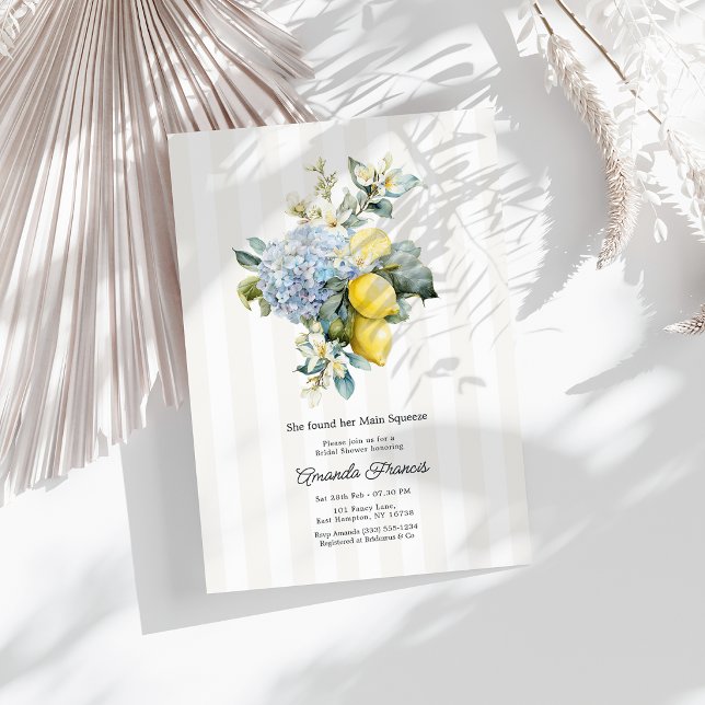 She Found Her Main Squeeze Hydrangea Bridal Shower Invitation (She Found Her Main Squeeze Hydrangea Bridal Shower Invitation)