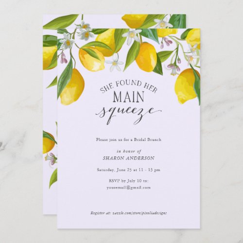 She found her main squeeze Lemon Baby Shower  Inv Invitation