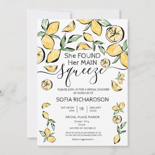 She found her main squeeze lemon BOHO SUMMER Invit Invitation