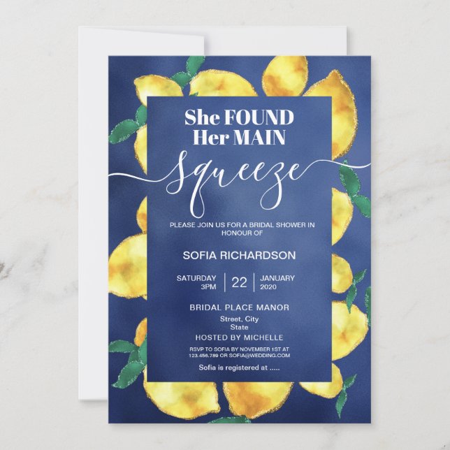 She found her main squeeze lemon BOHO SUMMER Invit Invitation (Front)