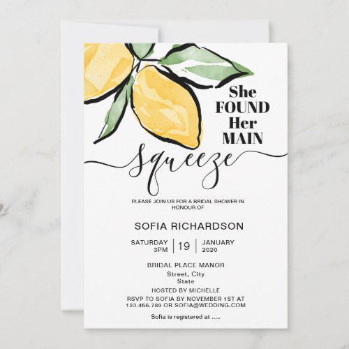 She found her main squeeze lemon BOHO SUMMER Invitation