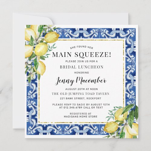 She Found Her Main Squeeze Lemon Bridal Luncheon Invitation