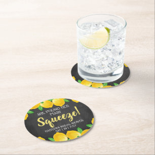 She Found Her Main Squeeze Lemon Bridal Round Paper Coaster