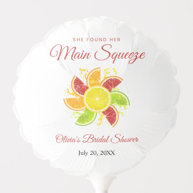 She Found Her Main Squeeze Lemon Bridal Shower  Balloon (Front)