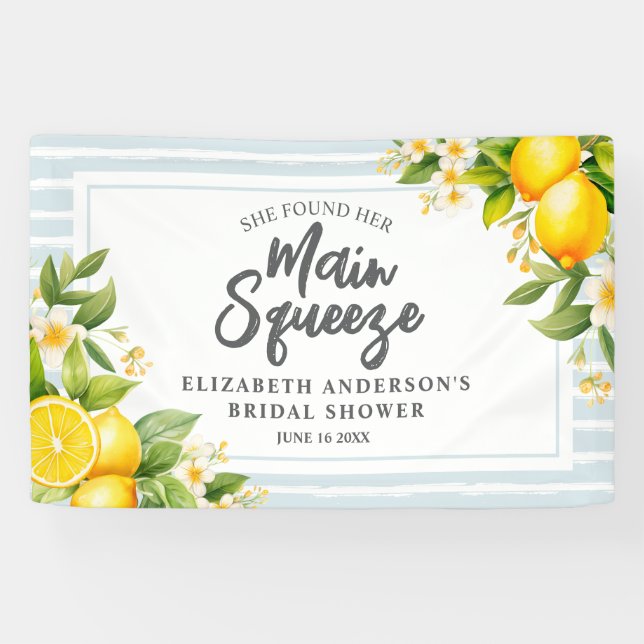 She Found Her Main Squeeze Lemon Bridal Shower Banner (Horizontal)