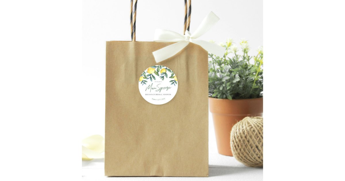 She Found Her Main Squeeze Lemon Bridal Shower Classic Round Sticker ...