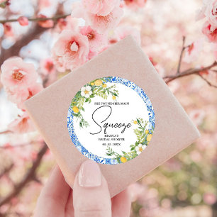 She found her main squeeze lemon Bridal Shower Classic Round Sticker