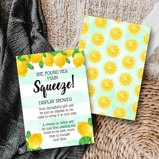 She Found Her Main Squeeze Lemon Bridal Shower Enclosure Card (Creator Uploaded)