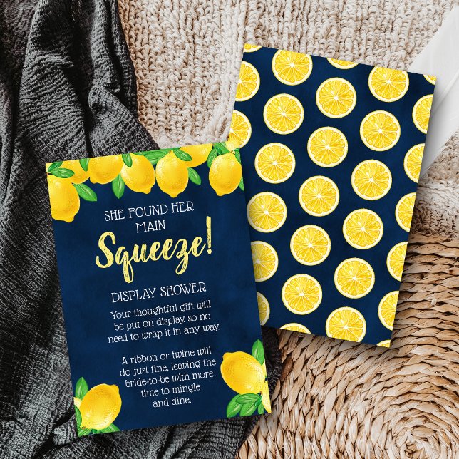 She Found Her Main Squeeze Lemon Bridal Shower Enclosure Card (Creator Uploaded)