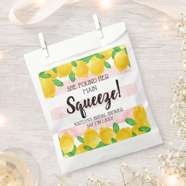 She Found Her Main Squeeze Lemon Bridal Shower Favor Bag (Clipped)