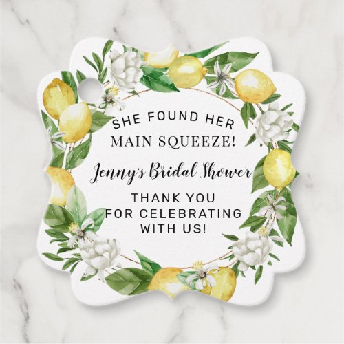 She Found Her Main Squeeze Lemon Bridal Shower  Favor Tags