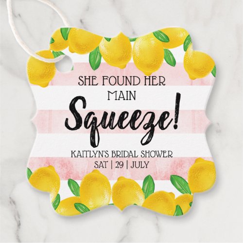 She Found Her Main Squeeze Lemon Bridal Shower Favor Tags