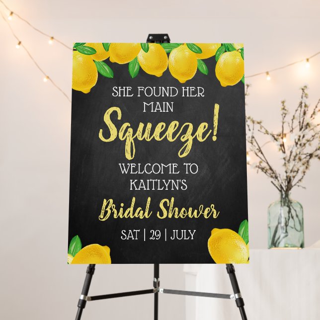 She Found Her Main Squeeze Lemon Bridal Shower Foam Board (In Situ (Stand))