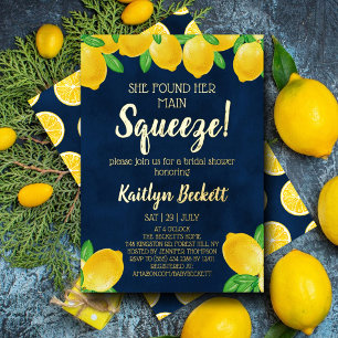 She Found Her Main Squeeze Lemon Bridal Shower Foil Invitation