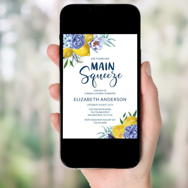She Found Her Main Squeeze Lemon Bridal Shower Invitation (Front Digital)