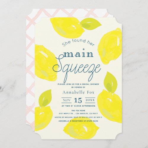 She Found Her Main Squeeze Lemon Bridal Shower Invitation