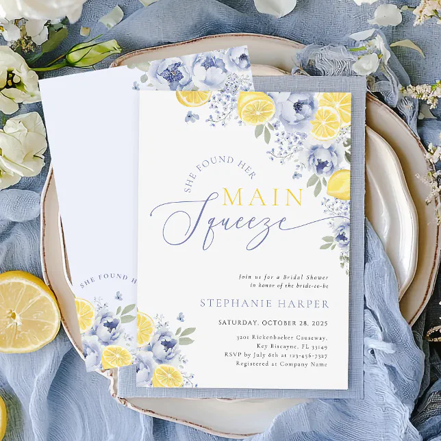 She Found Her Main Squeeze Lemon Bridal Shower Invitation | Zazzle