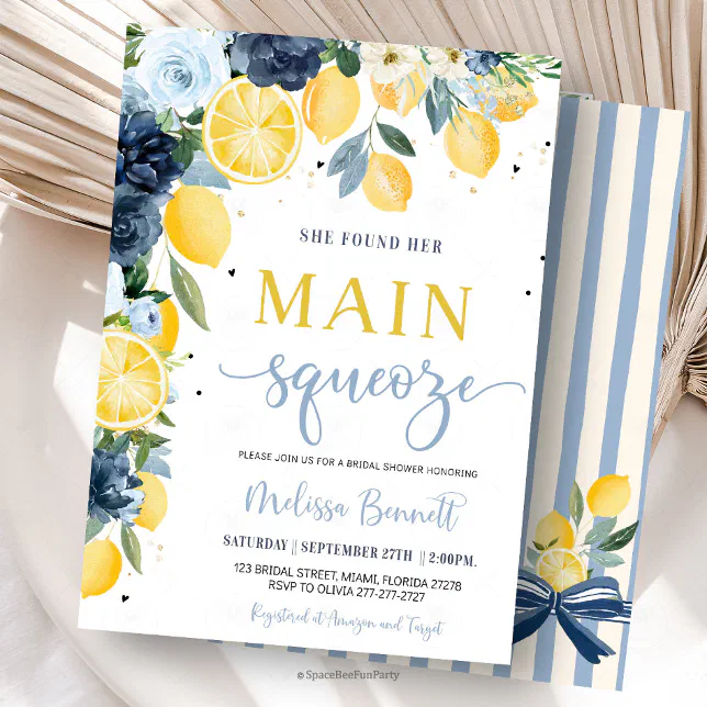 She Found Her Main Squeeze Lemon Bridal Shower Invitation | Zazzle