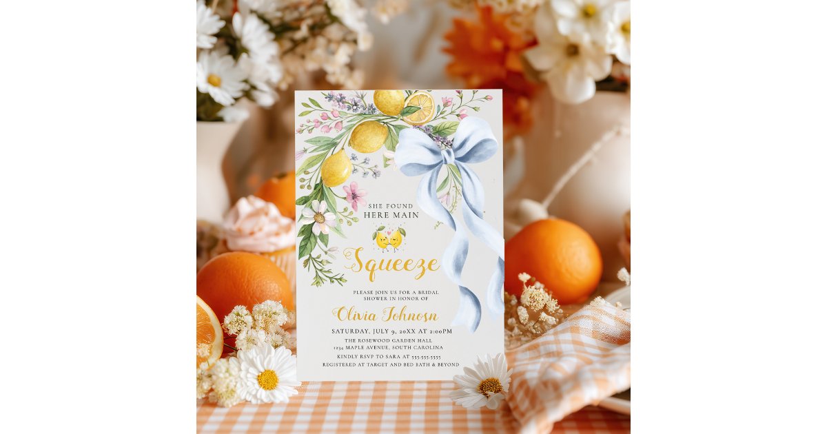 She Found Her Main Squeeze Lemon Bridal Shower Invitation | Zazzle