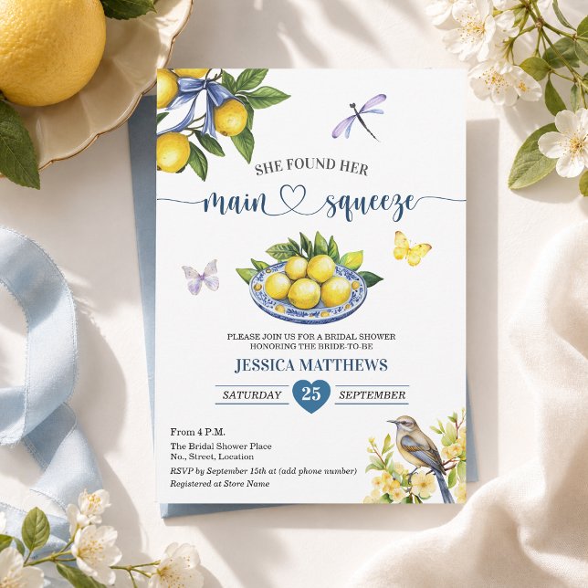 She Found Her Main Squeeze Lemon Bridal Shower Invitation (Creator Uploaded)