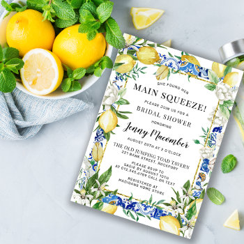 She Found Her Main Squeeze Lemon Bridal Shower Invitation by Celebrais at Zazzle
