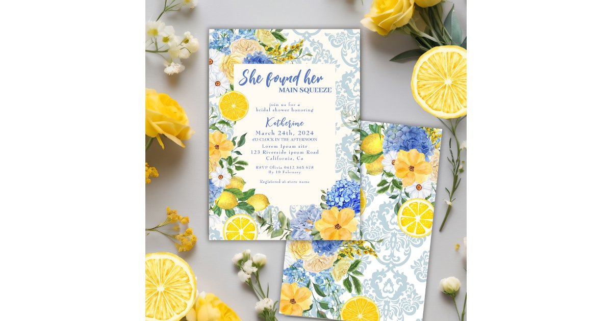 She found her main squeeze lemon bridal shower invitation | Zazzle