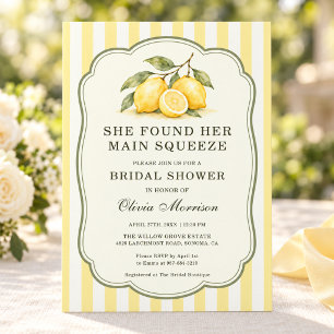 She Found her Main Squeeze Lemon Bridal Shower Invitation