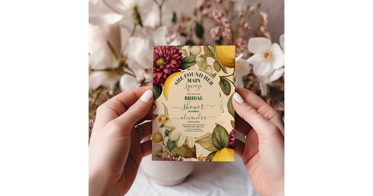 She Found Her Main Squeeze Lemon Bridal Shower Invitation | Zazzle