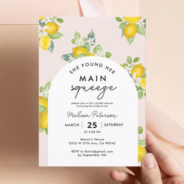 She Found Her Main Squeeze Lemon Bridal Shower Invitation | Zazzle