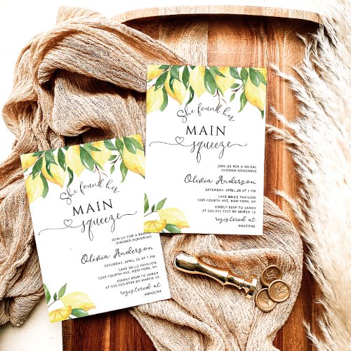 She found her Main Squeeze Lemon Bridal Shower Invitation