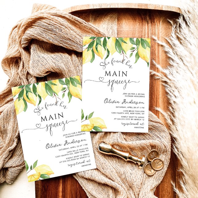 She found her Main Squeeze Lemon Bridal Shower Invitation (Creator Uploaded)