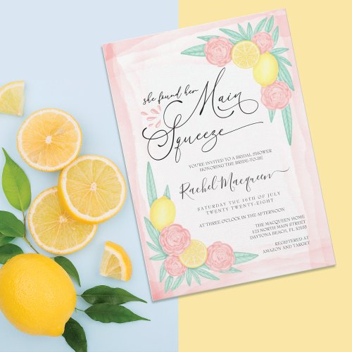 She Found Her Main Squeeze Lemon Bridal Shower Invitation