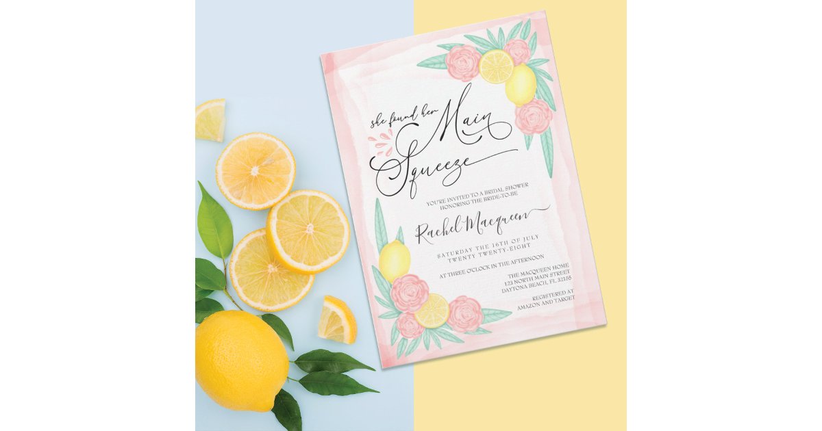 She Found Her Main Squeeze Lemon Bridal Shower Invitation | Zazzle