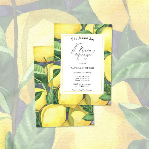 She Found Her Main Squeeze Lemon Bridal Shower Invitation