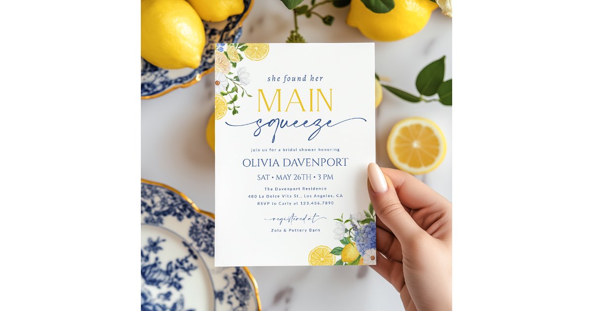 She Found Her Main Squeeze Lemon Bridal Shower Invitation | Zazzle