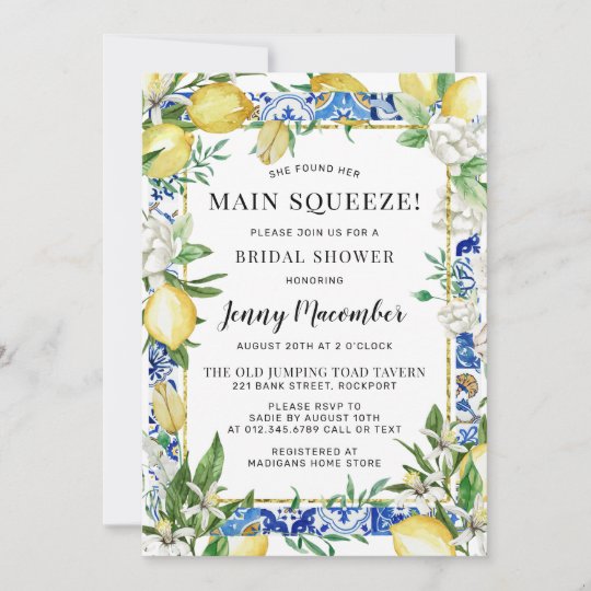 She Found Her Main Squeeze Lemon Bridal Shower Invitation | Zazzle.com